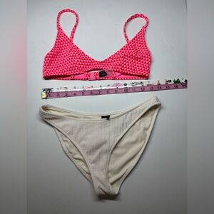 triangl swimwear Pink Geometric Bikini Top with Cream Bottom
